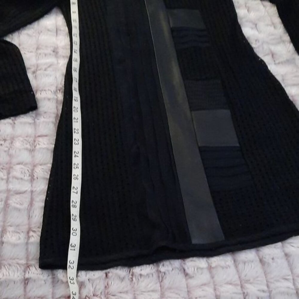 Nanette Lepore Black Leather Silk Cut Outs Long Sleeve Zipper Sheath Dress Size2 - Picture 4 of 7